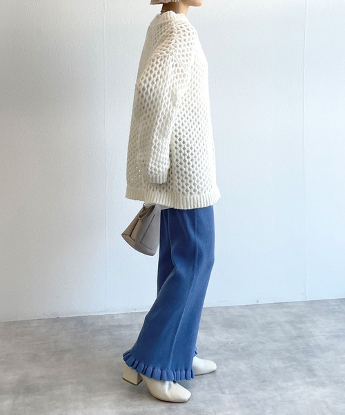 w closet（ダブルクローゼット）の「フリルリブパンツ（その他パンツ・レディース・オフホワイト/サックスブルー系/ブラック・FREE）」の17枚目の写真