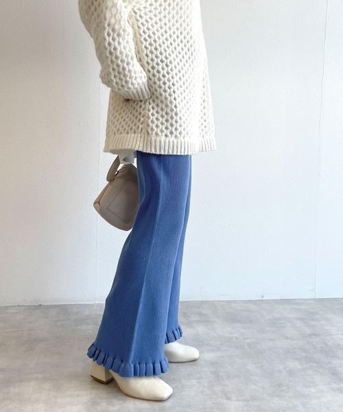 w closet（ダブルクローゼット）の「フリルリブパンツ（その他パンツ・レディース・オフホワイト/サックスブルー系/ブラック・FREE）」の21枚目の写真