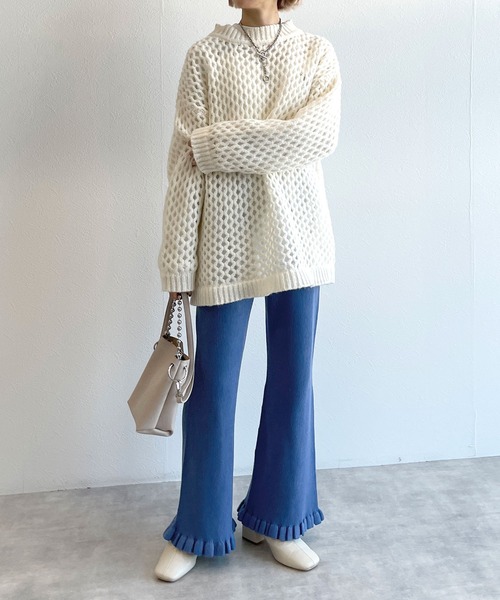 w closet（ダブルクローゼット）の「フリルリブパンツ（その他パンツ・レディース・オフホワイト/サックスブルー系/ブラック・FREE）」の22枚目の写真