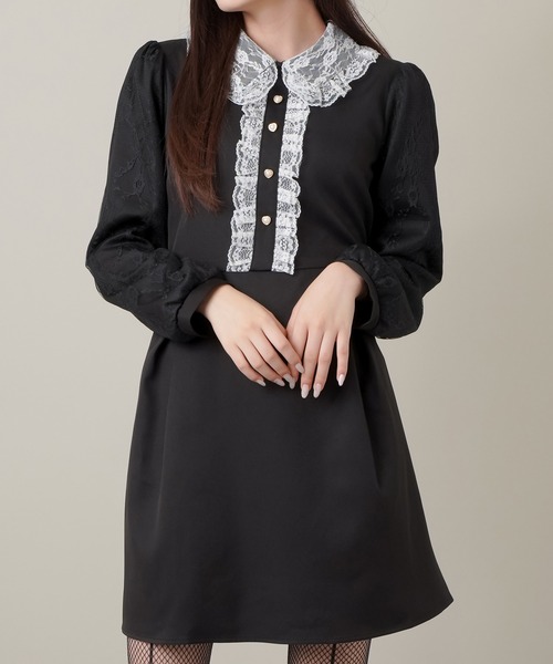 レース切替 ロングスリーブワンピース ワンピース Spinns スピンズ のファッション通販 Zozotown