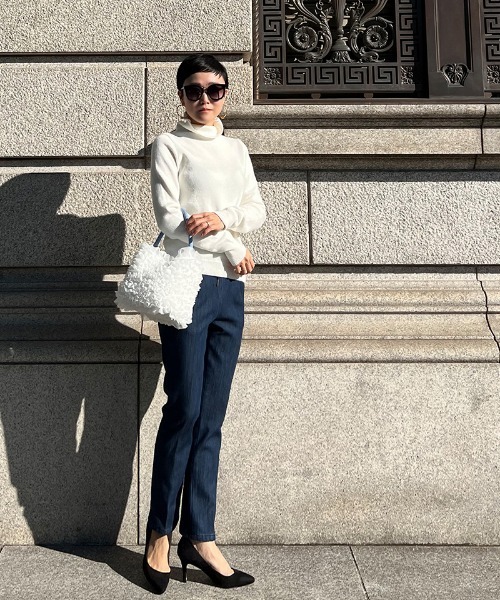 JENNE(ジェンヌ)の「JENNE裏起毛 デニムパンツ(デニムパンツ・レディース・ネイビー・MEDIUM/SMALL/LARGE/X-SMALL)」の7枚目の写真