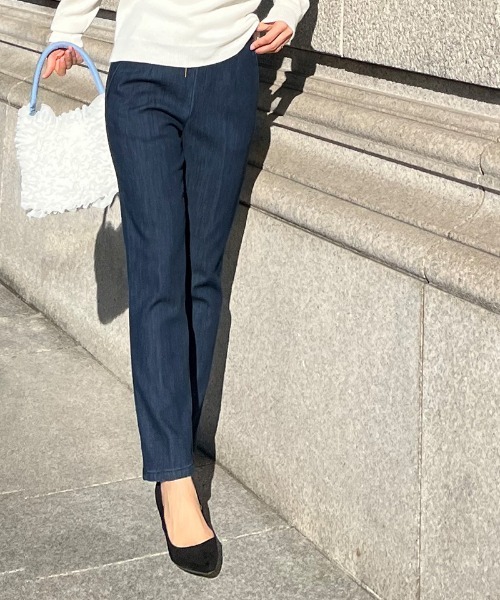 JENNE(ジェンヌ)の「JENNE裏起毛 デニムパンツ(デニムパンツ・レディース・ネイビー・MEDIUM/SMALL/LARGE/X-SMALL)」の9枚目の写真
