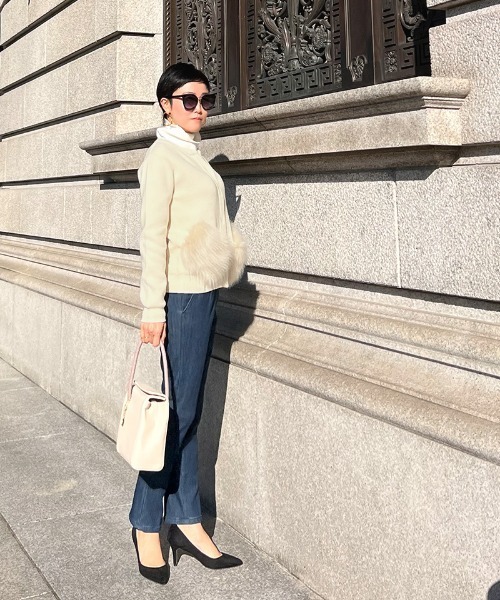 JENNE(ジェンヌ)の「JENNE裏起毛 デニムパンツ(デニムパンツ・レディース・ネイビー・MEDIUM/SMALL/LARGE/X-SMALL)」の12枚目の写真