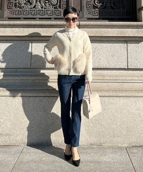 JENNE(ジェンヌ)の「JENNE裏起毛 デニムパンツ(デニムパンツ・レディース・ネイビー・MEDIUM/SMALL/LARGE/X-SMALL)」の15枚目の写真