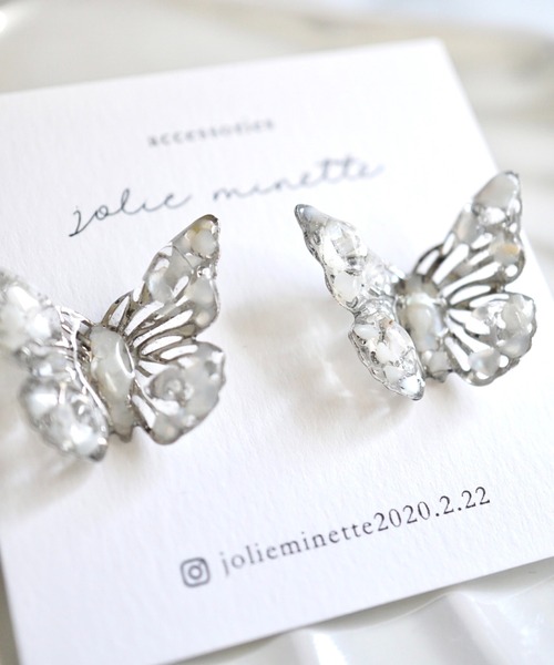 CERCA(チェルカ)の「jolie minette/天然石 バタフライ ピアス/アレルギー対応(ピアス(両耳用)・レディース・ゴールド/シルバー・FREE)」の2枚目の写真