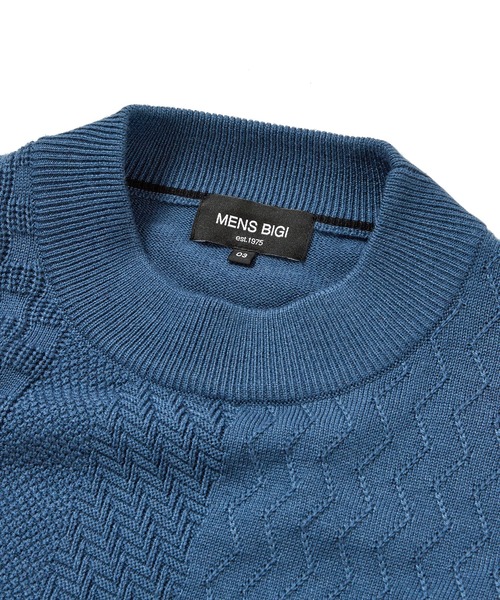 MEN'S BIGI(メンズビギ)の「12Gパッチワーク風ジャガードニット(ニット/セーター・メンズ・ホワイト/ブラック/ダークブルー・01/02/03)」の12枚目の写真