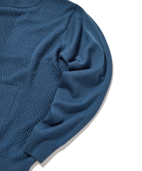 MEN'S BIGI(メンズビギ)の「12Gパッチワーク風ジャガードニット(ニット/セーター・メンズ・ホワイト/ブラック/ダークブルー・01/02/03)」の11枚目の写真
