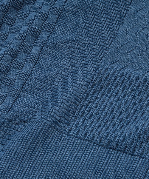 MEN'S BIGI(メンズビギ)の「12Gパッチワーク風ジャガードニット(ニット/セーター・メンズ・ホワイト/ブラック/ダークブルー・01/02/03)」の9枚目の写真