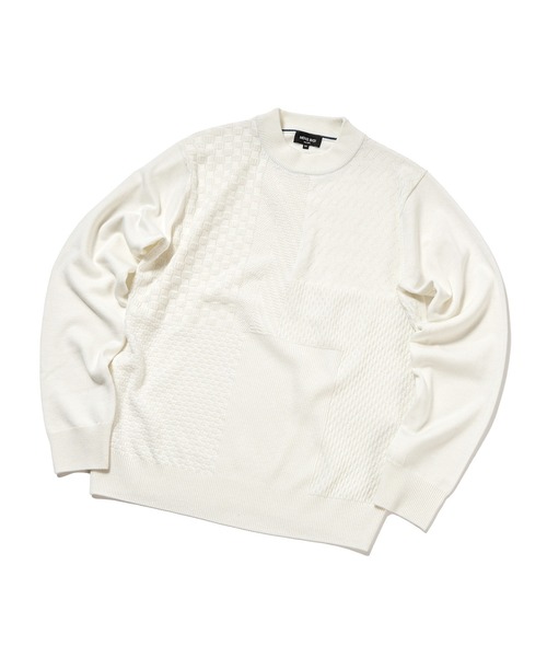 MEN'S BIGI(メンズビギ)の「12Gパッチワーク風ジャガードニット(ニット/セーター・メンズ・ホワイト/ブラック/ダークブルー・01/02/03)」の7枚目の写真