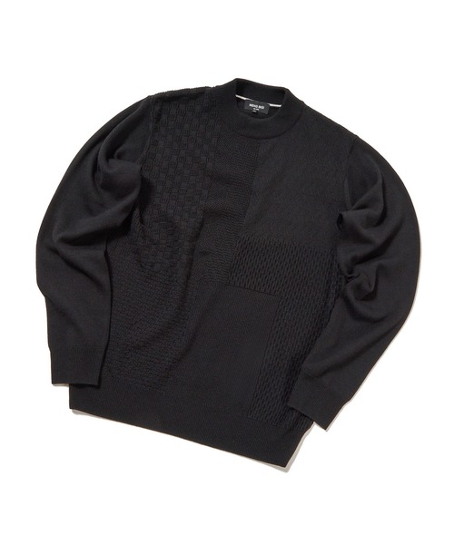 MEN'S BIGI(メンズビギ)の「12Gパッチワーク風ジャガードニット(ニット/セーター・メンズ・ホワイト/ブラック/ダークブルー・01/02/03)」の5枚目の写真