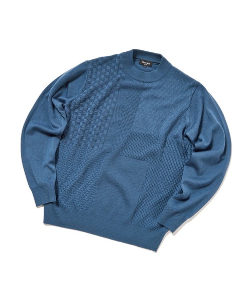 MEN'S BIGI(メンズビギ)の「12Gパッチワーク風ジャガードニット(ニット/セーター・メンズ・ホワイト/ブラック/ダークブルー・01/02/03)」の13枚目の写真