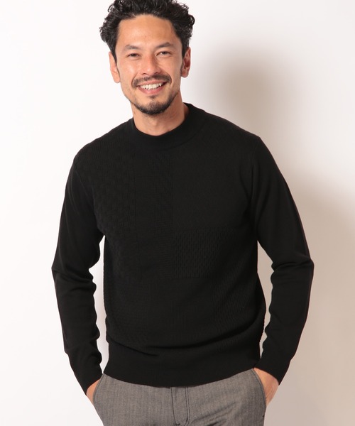 MEN'S BIGI(メンズビギ)の「12Gパッチワーク風ジャガードニット(ニット/セーター・メンズ・ホワイト/ブラック/ダークブルー・01/02/03)」の21枚目の写真