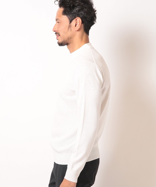 MEN'S BIGI(メンズビギ)の「12Gパッチワーク風ジャガードニット(ニット/セーター・メンズ・ホワイト/ブラック/ダークブルー・01/02/03)」の15枚目の写真