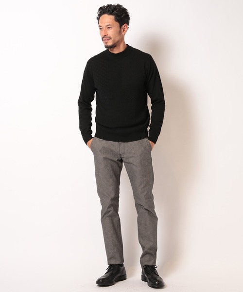 MEN'S BIGI(メンズビギ)の「12Gパッチワーク風ジャガードニット(ニット/セーター・メンズ・ホワイト/ブラック/ダークブルー・01/02/03)」の18枚目の写真