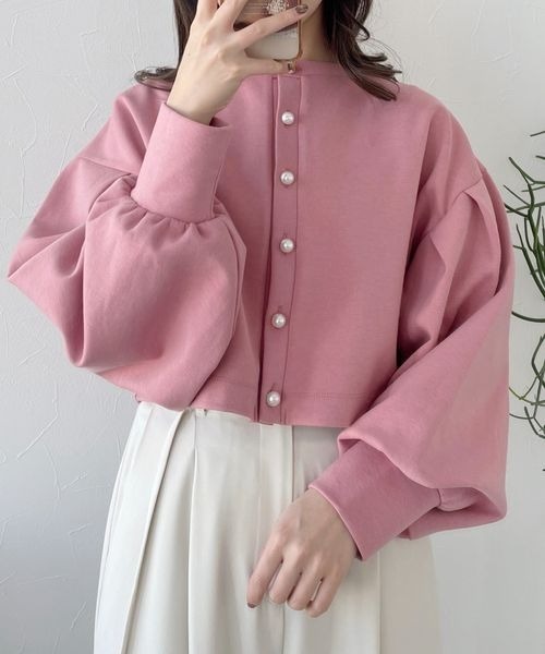mysty woman(ミスティウーマン)の「パールボタンショートカーディガン 184073(カーディガン/ボレロ・レディース・ピンク/アイボリー/ブラック・FREE)」の20枚目の写真