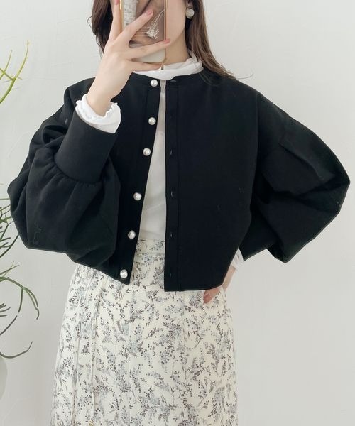 mysty woman(ミスティウーマン)の「パールボタンショートカーディガン 184073(カーディガン/ボレロ・レディース・ピンク/アイボリー/ブラック・FREE)」の22枚目の写真
