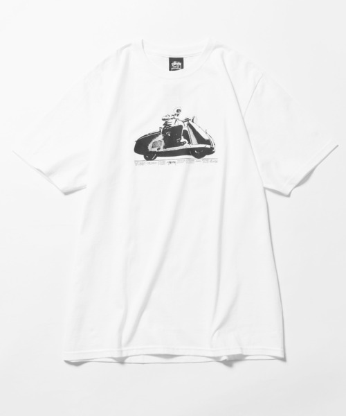 STUSSY(ステューシー)の「STUSSY/ステューシー SKULL SCOOTER TEE 半袖Tシャツ(Tシャツ/カットソー・メンズ・ホワイト/ブラック・S/M/XL/L)」の1枚目の写真