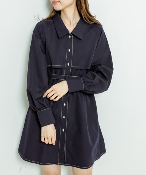 OLIVE des OLIVE(オリーブデオリーブ)の「【WEB限定】トレンチミニワンピース 1031090060(ワンピース・レディース・ベージュ/ネイビー/ベージュ系その他/オフホワイト/ブラック・FREE)」の5枚目の写真