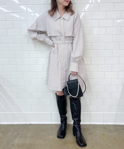 オリーブデオリーブ OLIVE des OLIVE ワンピース OLIVE des OLIVE（オリーブデオリーブ）の「肩あきプリーツ