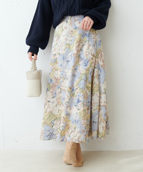 natural couture 花柄ロングフレアスカート natural couture ナチュラルクチュール フレアロングスカート 花