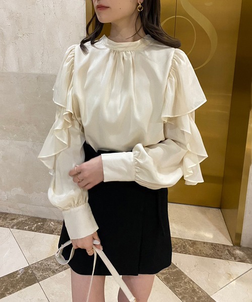 one after another NICE CLAUP（ワンアフターアナザーナイスクラップ）の「華やかに大人ガーリーな着こなし/前後2WAYボウタイブラウス（シャツ/ブラウス・レディース・パープル系その他/グレー/アイボリー/ブラック系その他・FREE）」の13枚目の写真