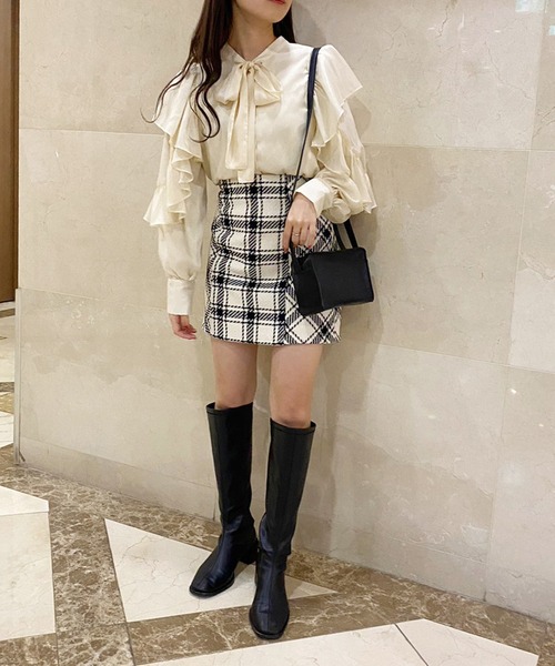 one after another NICE CLAUP（ワンアフターアナザーナイスクラップ）の「華やかに大人ガーリーな着こなし/前後2WAYボウタイブラウス（シャツ/ブラウス・レディース・パープル系その他/グレー/アイボリー/ブラック系その他・FREE）」の22枚目の写真