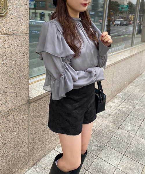 one after another NICE CLAUP（ワンアフターアナザーナイスクラップ）の「華やかに大人ガーリーな着こなし/前後2WAYボウタイブラウス（シャツ/ブラウス・レディース・パープル系その他/グレー/アイボリー/ブラック系その他・FREE）」の15枚目の写真