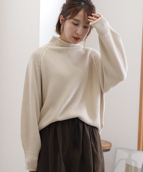 ElegChic(エレグシック)の「チャンキー鹿の子編みセーター(ニット/セーター・レディース・ブラック/モカ/グリーン/ライトグレー・4L/M/XL)」の15枚目の写真