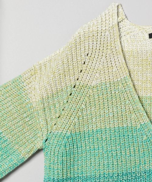 JEANASIS（ジーナシス）の「3GマルチカラーボーダーVカーディガン/186140（カーディガン/ボレロ・レディース・グリーン系その他/オレンジ系その他/マルチ・FREE）」の14枚目の写真