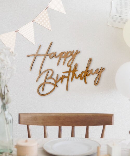 BREEZE(ブリーズ)の「ウッドバナー(Happy Birthday)(コスチューム/パーティーグッズ・キッズ・グレー/ブラウン・FREE)」の2枚目の写真