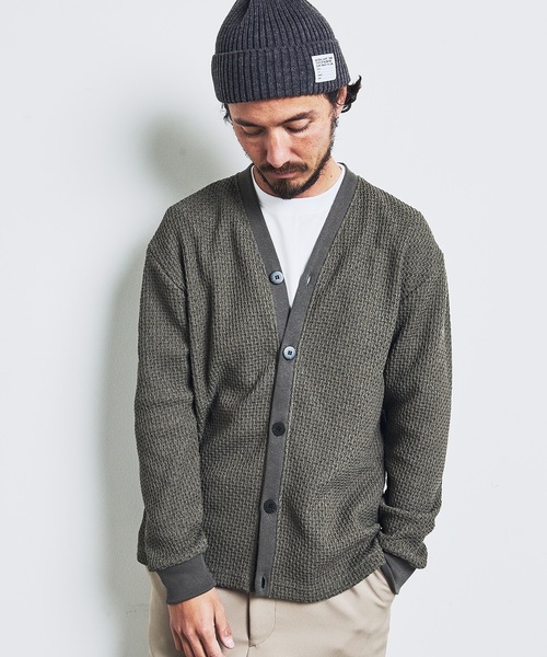 Magine（マージン）の「T/C CHAIN KNIT V/N CARDIGAN:チェーンニット Vネック カーディガン 23SS（カーディガン/ボレロ・メンズ・ブラック/ネイビー/オリーブ・44/46/48）」の8枚目の写真