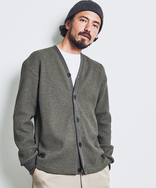 Magine（マージン）の「T/C CHAIN KNIT V/N CARDIGAN:チェーンニット Vネック カーディガン 23SS（カーディガン/ボレロ・メンズ・ブラック/ネイビー/オリーブ・44/46/48）」の9枚目の写真