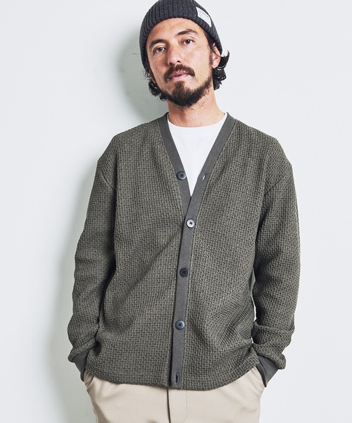 Magine（マージン）の「T/C CHAIN KNIT V/N CARDIGAN:チェーンニット Vネック カーディガン 23SS（カーディガン/ボレロ・メンズ・ブラック/ネイビー/オリーブ・44/46/48）」の10枚目の写真