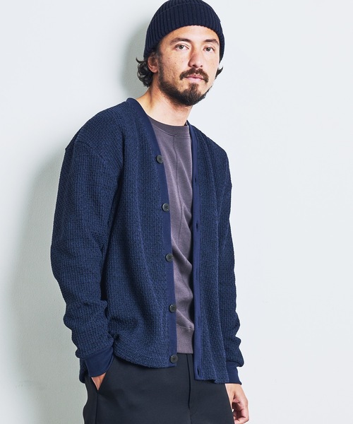 Magine（マージン）の「T/C CHAIN KNIT V/N CARDIGAN:チェーンニット Vネック カーディガン 23SS（カーディガン/ボレロ・メンズ・ブラック/ネイビー/オリーブ・44/46/48）」の12枚目の写真