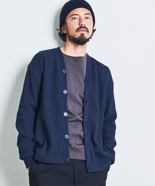 Magine（マージン）の「T/C CHAIN KNIT V/N CARDIGAN:チェーンニット Vネック カーディガン 23SS（カーディガン/ボレロ・メンズ・ブラック/ネイビー/オリーブ・44/46/48）」の13枚目の写真