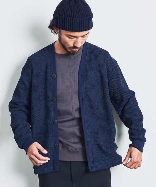 Magine（マージン）の「T/C CHAIN KNIT V/N CARDIGAN:チェーンニット Vネック カーディガン 23SS（カーディガン/ボレロ・メンズ・ブラック/ネイビー/オリーブ・44/46/48）」の14枚目の写真