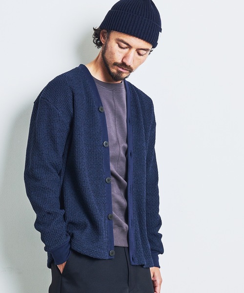 Magine（マージン）の「T/C CHAIN KNIT V/N CARDIGAN:チェーンニット Vネック カーディガン 23SS（カーディガン/ボレロ・メンズ・ブラック/ネイビー/オリーブ・44/46/48）」の15枚目の写真
