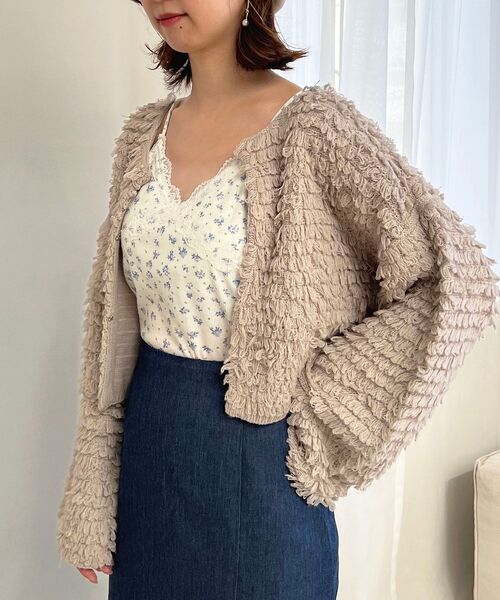 MAJESTIC LEGON（マジェスティックレゴン）の「ミニループショートカーデ（カーディガン/ボレロ・レディース・アイボリー/グレイッシュベージュ/ブラック・MEDIUM）」の14枚目の写真