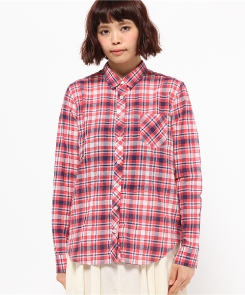 NATURAL BEAUTY BASIC(ナチュラルビューティーベーシック)の「サッカーチェックシャツ(シャツ/ブラウス・レディース・ダークネイビー/ピンク系その他/レッド系その他・MEDIUM/SMALL)」の13枚目の写真