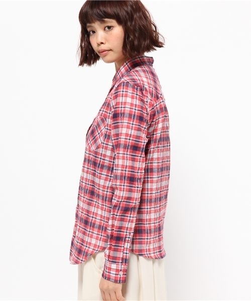 NATURAL BEAUTY BASIC(ナチュラルビューティーベーシック)の「サッカーチェックシャツ(シャツ/ブラウス・レディース・ダークネイビー/ピンク系その他/レッド系その他・MEDIUM/SMALL)」の14枚目の写真