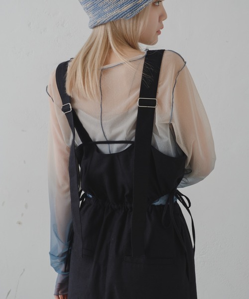 Kastane(カスタネ)の「【2023SSカタログ掲載アイテム/サイズ展開あり】カットアウトシャーリングサロペット(サロペット/オーバーオール・レディース・アイボリー/ブラック・0/1)」の7枚目の写真