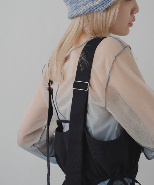 Kastane(カスタネ)の「【2023SSカタログ掲載アイテム/サイズ展開あり】カットアウトシャーリングサロペット(サロペット/オーバーオール・レディース・アイボリー/ブラック・0/1)」の10枚目の写真