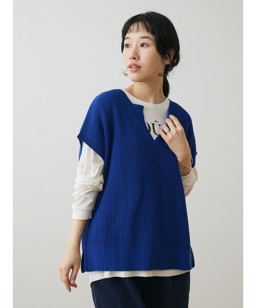 CRAFT STANDARD BOUTIQUE（クラフトスタンダードブティック）の「片畦ニットベスト（ベスト・レディース・イエロー/アイボリー/ブルー/チャコールグレー・FREE）」の5枚目の写真