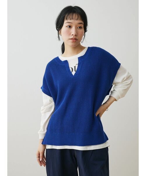 CRAFT STANDARD BOUTIQUE（クラフトスタンダードブティック）の「片畦ニットベスト（ベスト・レディース・イエロー/アイボリー/ブルー/チャコールグレー・FREE）」の19枚目の写真