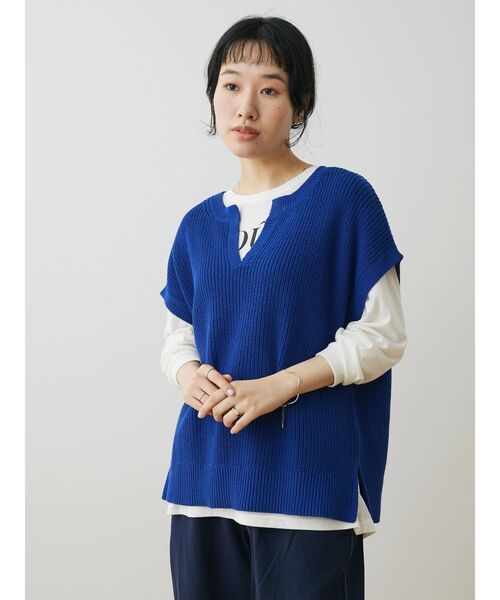 CRAFT STANDARD BOUTIQUE（クラフトスタンダードブティック）の「片畦ニットベスト（ベスト・レディース・イエロー/アイボリー/ブルー/チャコールグレー・FREE）」の20枚目の写真