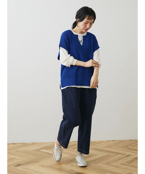 CRAFT STANDARD BOUTIQUE（クラフトスタンダードブティック）の「片畦ニットベスト（ベスト・レディース・イエロー/アイボリー/ブルー/チャコールグレー・FREE）」の22枚目の写真