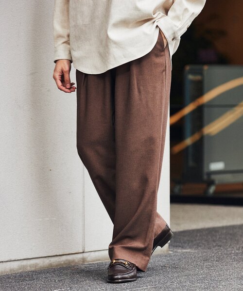 EDIFICE（エディフィス）の「【LA BOUCLE / ラブークル】1タック イージーパンツ（スラブ オックス）（その他パンツ・メンズ・イエロー/ブラウン系その他/アイボリー/ブラック/ブルー・1/2/3）」の13枚目の写真