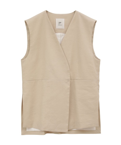 美品✨プルミエアロンディスモン　23SS　ソフトリネンＶネックジレ　ベージュ　S 美品✨プルミエアロンディスモン 23SS ソフトリネンVネックジレ