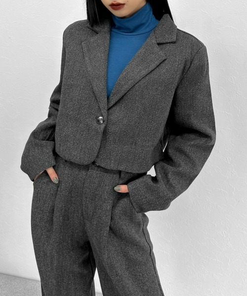 LVEU.（ラブユ.）の「【SETUP対応】Faux wool short jacket