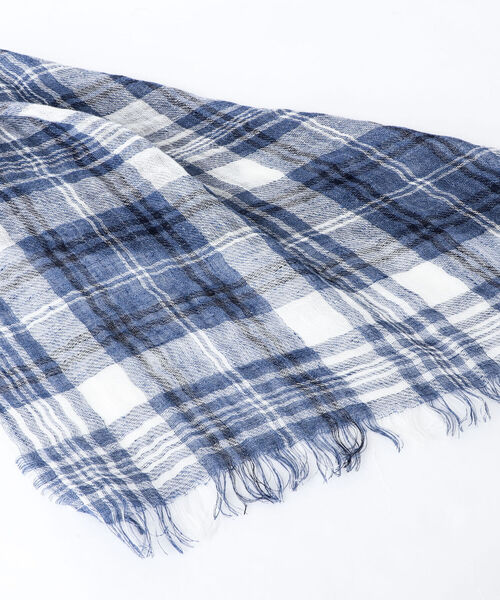 NOLLEY'S goodman（ノーリーズグッドマン）の「【PAOLO MARIANI/パオロ・マリアーニ】別注リネンチェックストール（ストール/ショール・メンズ・ベージュ系その他/ブルー系その他・FREE）」の17枚目の写真